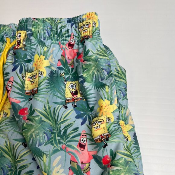 Spongebob Swim Trunk Men Medium Back Pocket Tropical Surf 28 H&M Beach Pool Core - Picture 3 of 10